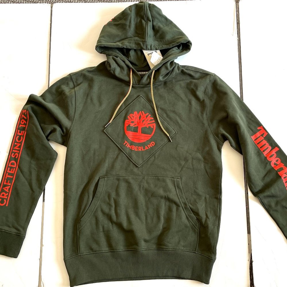 Timberland Men's Pullover Logo BADOINK Hoodie TBOA29FDU31 OLIVE Size Small  NWT